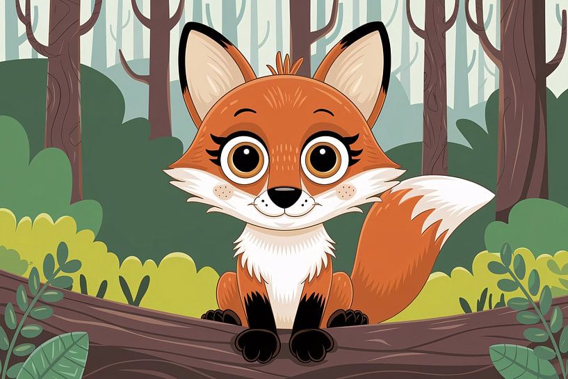 Cute fox in the forest by Art & Soul Creations