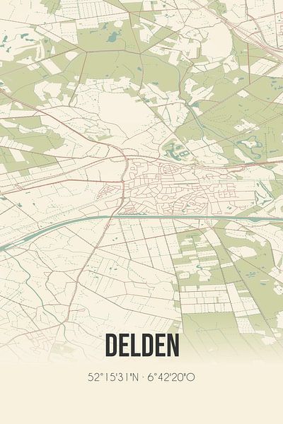 Carte ancienne de Delden (Overijssel) par Affiches de lieux