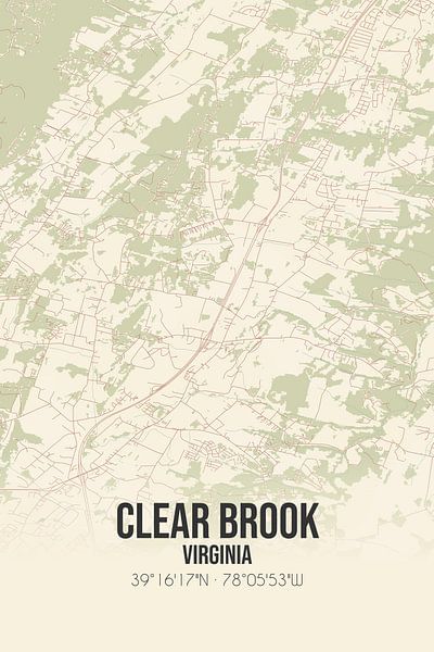 Carte ancienne de Clear Brook (Virginie), USA. par Affiches de lieux