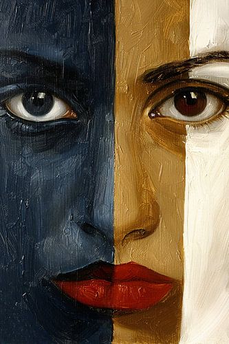 Abstract portret met sterke contrasten