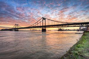 Krefeld-Uerdinger Rheinbrücke bei Sonnenaufgang