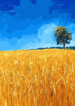 Weizenfeld unter blauem Himmel