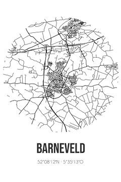Barneveld (Gueldre) | Carte | Noir et blanc sur Rezona