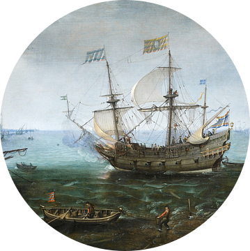 Gewapend koopvaardijschip en andere schepen bij Dordrecht, Cornelis Claesz. van Wieringen