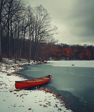 Boot in de winter van fernlichtsicht