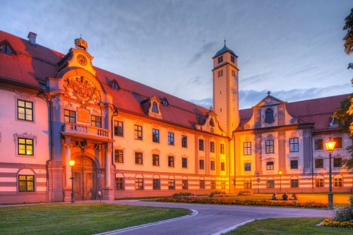 Prince Bishop's residence at dusk, Old Town, Augsburg, Swabia, Bavaria, Germany, Europe