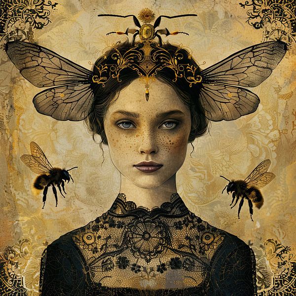 Portrait d'abeille vintage par Vlindertuin-Art