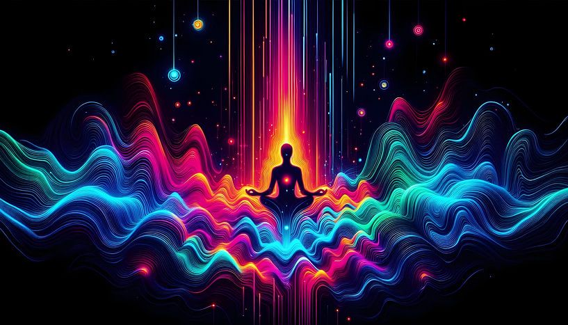Yoga trillingen en frequenties neon van Love Life