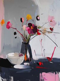 Nature morte colorée avec des fleurs sur Studio Allee