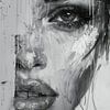 Monochrome Beauty – Abstract portret zwart wit elegant van SPEQ ART
