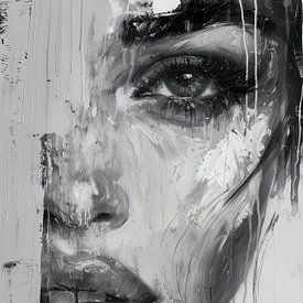 Monochrome Beauty – Abstract portret zwart wit elegant van SPEQ ART