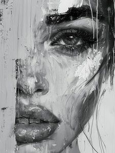 Monochrome Beauty – Abstract portret zwart wit elegant