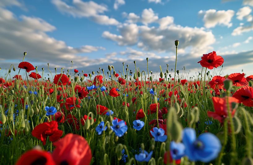 Feld mit Wildblumen von fernlichtsicht
