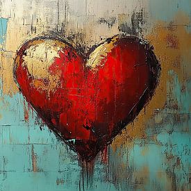 Ausdrucksstarke rote Herz-Malerei von Zen und Mehr