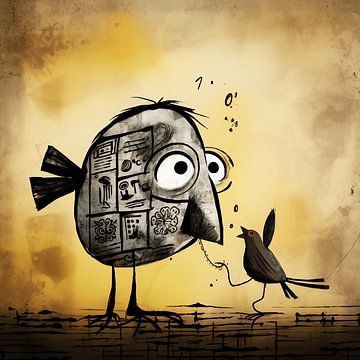 Comic bird battle by Karina Brouwer