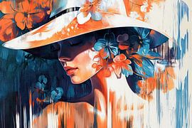 Vrouw met bloemen | Rustige vrouw met kleurrijke bloemen van Zen en Meer