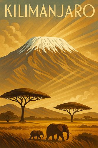 Kilimanjaro Art Deco Poster – The Roof of Africa at Dawn