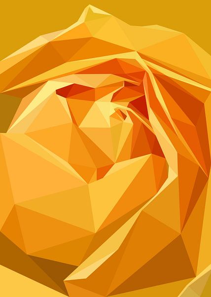 Close Up Gelbe Rose Low Poly abstrakte Illustration von Yoga Art 15
