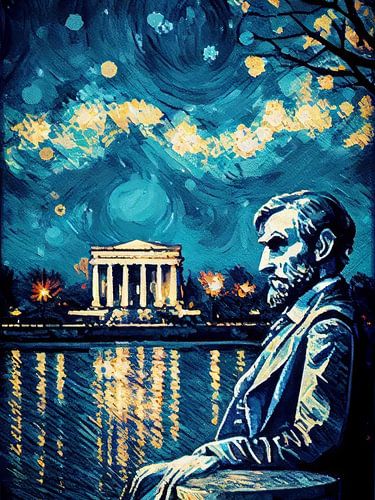 Abraham Lincoln Painting Style Vincent van Gogh