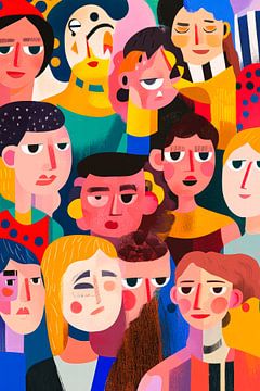 Verscheidenheid aan gezichten - Kleurrijke illustratie van Poster Art Shop