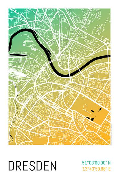 Dresde - Conception du plan de la ville Plan de la ville (dégradé de couleurs) par ViaMapia