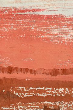 Abstract landschap schilderij. Koraal op terracotta. van Dina Dankers