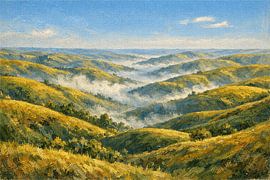 Morning Mist Across Kuku Hills, Sumba, Indonesia by Vínculae