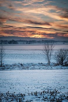 Winterse zonsondergang