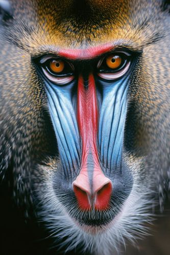 Kleurrijk gezicht van een mandril