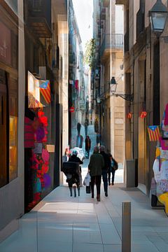 Einkaufsstraße in Barcelona - Foto mit AI