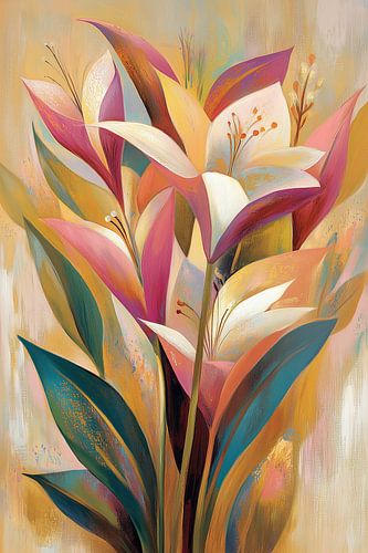 Abstract forest with flowers