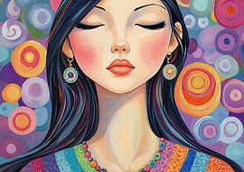 Sereniteit | Kleurrijk Portret van Blikvanger Schilderijen