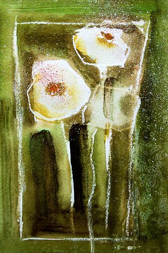 Witte papavers - abstract