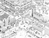 Illustration drawing in black and white of a big city van Ivonne Wierink thumbnail