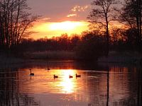 ondergaande zon op de stouwe