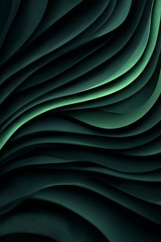 Abstract Green Layering in Rhythmic Dark Pattern