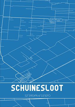 Blauwdruk | Landkaart | Schuinesloot (Overijssel) van Stad & Wand