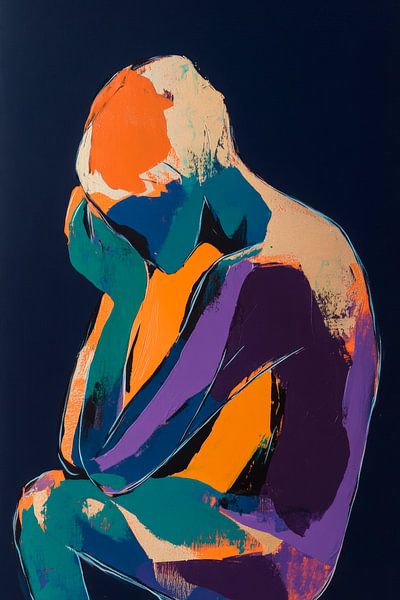 Kleurrijke figuur in reflectie - Expressief van Poster Art Shop