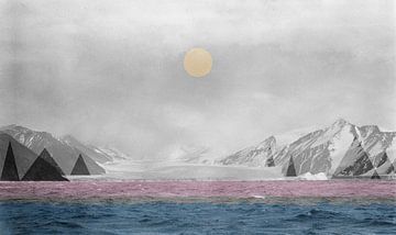 Gletsjer, Robertson Bay, Antarctica. Retro collage in pastelkleuren. van Dina Dankers