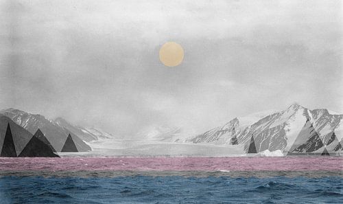 Gletsjer, Robertson Bay, Antarctica. Retro collage in pastelkleuren.