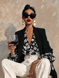Schicke Frau mit Wein von IamHomeStudio