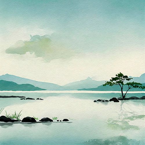 Art minimal : Paysage japonais serein