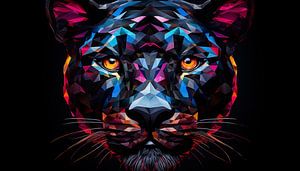 Abstrakter schwarzer Panther buntes Panorama