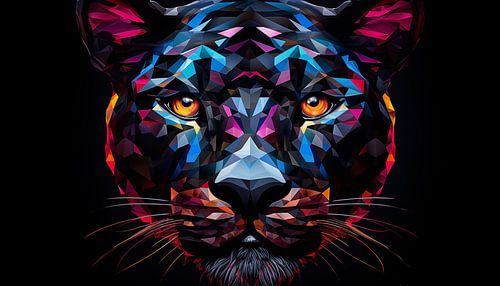 Abstracte zwarte panter kleurrijk panorama