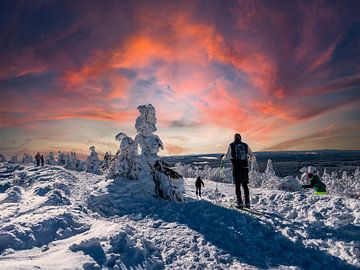 Wintersporters op de Fichtelberg in Saksen van Animaflora PicsStock