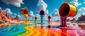 Een vloed van kleur in de woestijn - Een nieuwe horizon van Klaus Tesching - Art-AI