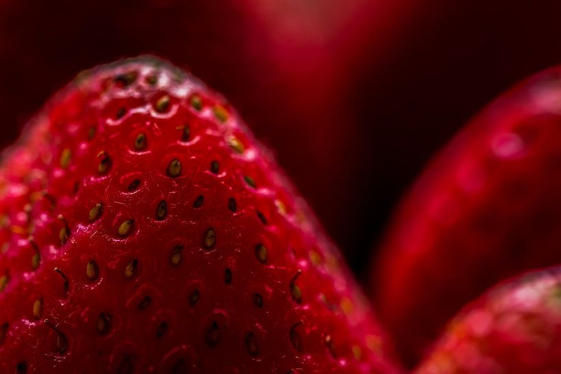 Macro vorm zoet vers en rijp fruit van aardbei van Dieter Walther