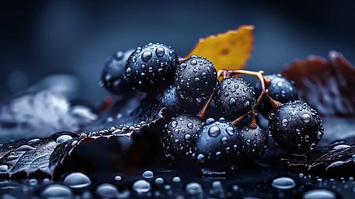 Regendruppels op druiven