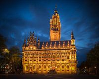 La maison de la viande de Middelburg la nuit