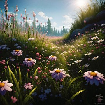 Blooms in the wilderness : a serenade of vibrant blossoms under the sunlit sky&quot ; sur IIVVA Graphics